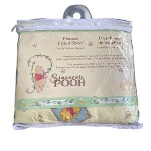 Disney Sincerely Pooh Flannel Fitted Sheet 100% cotton